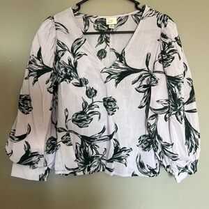 Womens Floral Print Long Sleeve Top A New Day Light Purple Size Medium